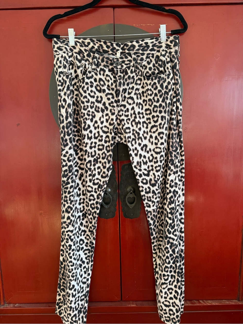 rag & bone Leopard Print Skinny Jeans - Black and Brown